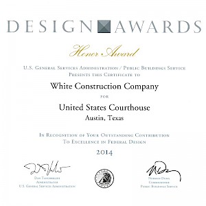 Design Honor Award for U.S. Courthouse in Austin